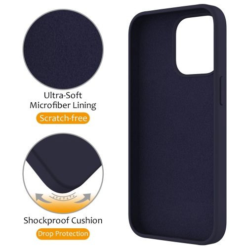 TopSave Magnetic Ring Stand Liquid Silicone Slim Thin Shockproof Protective Cover for iPhone 16 Pro 6.3", Navy Blue