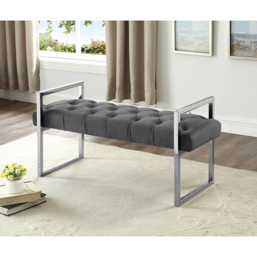 IMPERIAL TUFTED BENCH WITH SILVER STAND