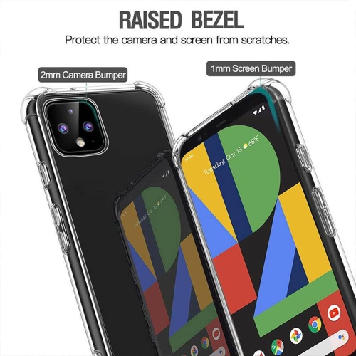 Google Pixel 4 Case and Screen Protector, [3 in 1] Heavy-duty rugged / Earthquake drop protection transparent soft TPU case