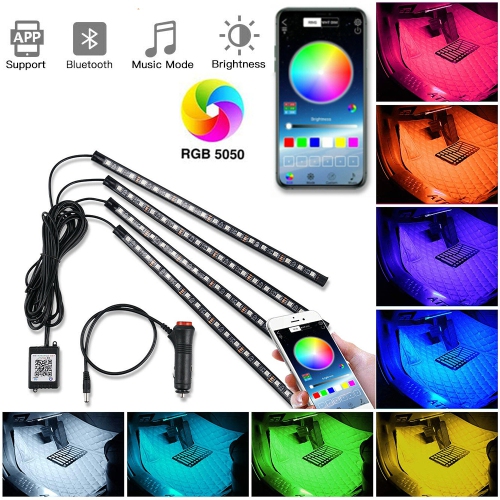 Ezonedeal Car Led Light Strips Interior Lights 48 Led Multicolor Music Led Underdash Lighting With Bluetooth App Controller