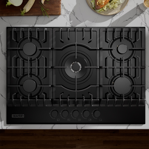 Empava 30" 5-Burner Gas Cooktop Stove - Black Tempered Glass