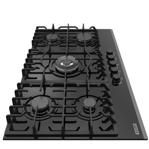 Empava 36" 5-Burner Gas Cooktop Stove - Black Tempered Glass
