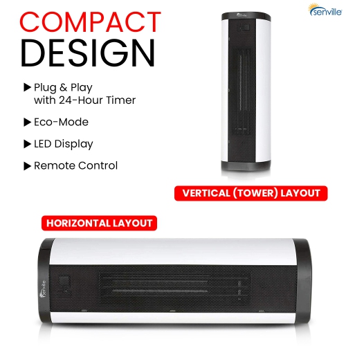 Senville 1500W Ceramic Tower Space Heater