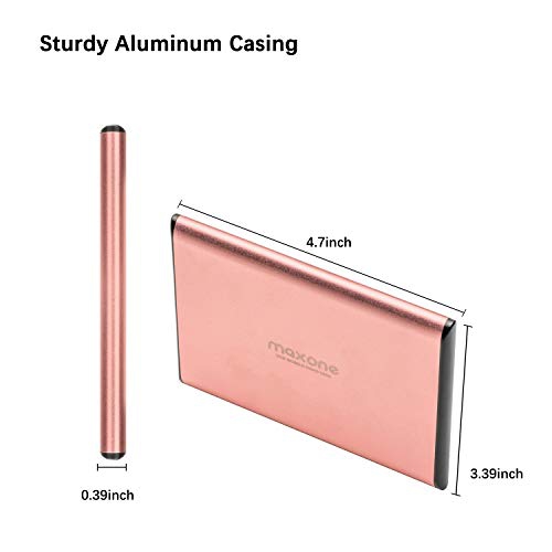 500GB External Hard Drive Portable - Maxone Ultra Slim 2.5'' External HDD USB 3.0, Laptop, PS4, Xbox one - Rose Pink