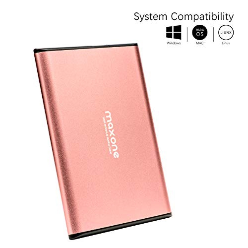 500GB External Hard Drive Portable - Maxone Ultra Slim 2.5'' External HDD USB 3.0, Laptop, PS4, Xbox one - Rose Pink