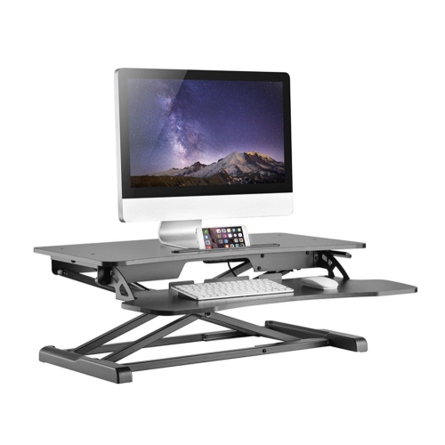 32 inch Height Adjustable Sit Standing Desk Converter Dual Computer Monitor and Laptop Riser Workstation