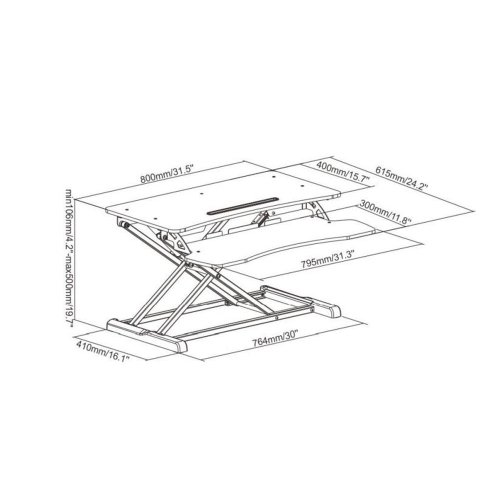 32 inch Height Adjustable Sit Standing Desk Converter Dual Computer Monitor and Laptop Riser Workstation