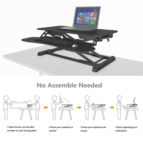 32 inch Height Adjustable Sit Standing Desk Converter Dual Computer Monitor and Laptop Riser Workstation