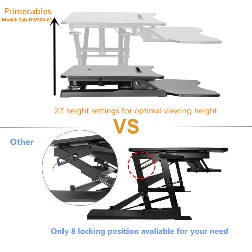 32 inch Height Adjustable Sit Standing Desk Converter Dual Computer Monitor and Laptop Riser Workstation