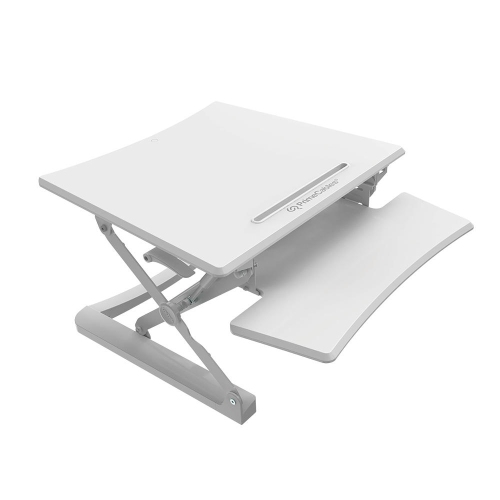 Height Adjustable 35 Inches Sit Stand Desk Converter, Stand up Dual Monitor Desk Riser Laptop Desktop Computer Worksation-White