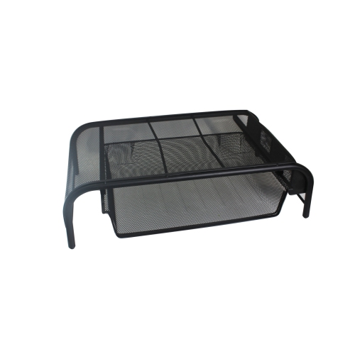 Desk Monitor / Laptop Stand Riser with Pull Out Drawer and Side Compartments to Keep Pencil, Pen, Phone, Calculator, Files, and Other Small