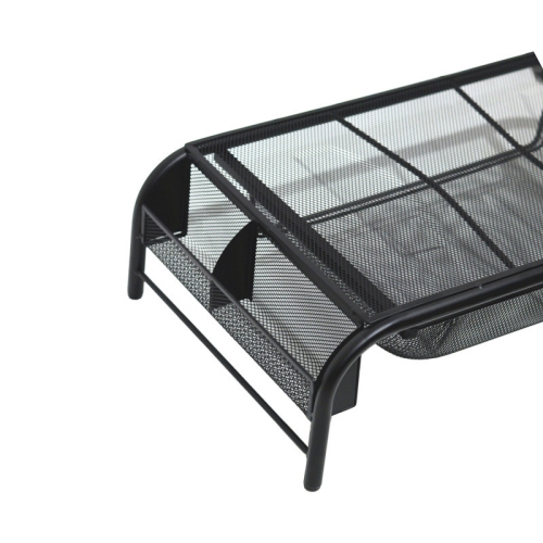 Desk Monitor / Laptop Stand Riser with Pull Out Drawer and Side Compartments to Keep Pencil, Pen, Phone, Calculator, Files, and Other Small