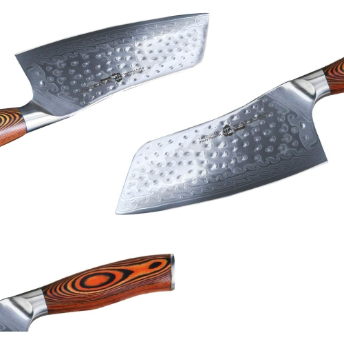 TUO Cutlery Cleaver Knife 7" Japanese AUS-10 Steel Chinese Chef's Knife Ergonomic Pakkawood Handle Fiery Phoenix Series
