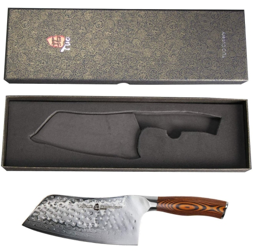 TUO Cutlery Cleaver Knife 7" Japanese AUS-10 Steel Chinese Chef's Knife Ergonomic Pakkawood Handle Fiery Phoenix Series