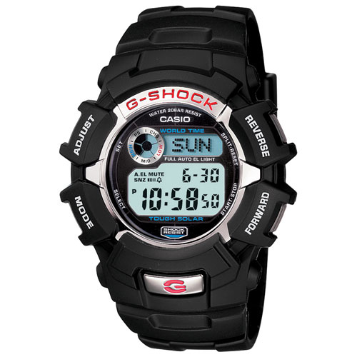 Montre sport numérique solaire 52,5 mm avec chronographe pour hommes G-Shock de Casio - Noir/Neutre