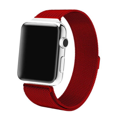 PANDACO Red Milan Mesh Magnetic Clasp Watch Strap for Apple Watch 42mm 44mm 45mm 49mm