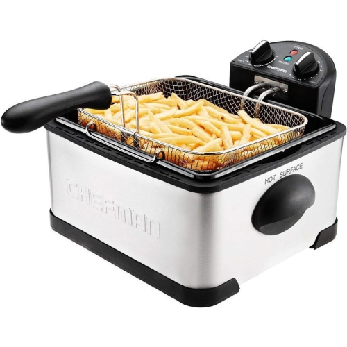 Chefman 4,5L Deep Fryer with Basket Strainer, Cool Touch Handles and Removable Oil-Container Stainless Steel