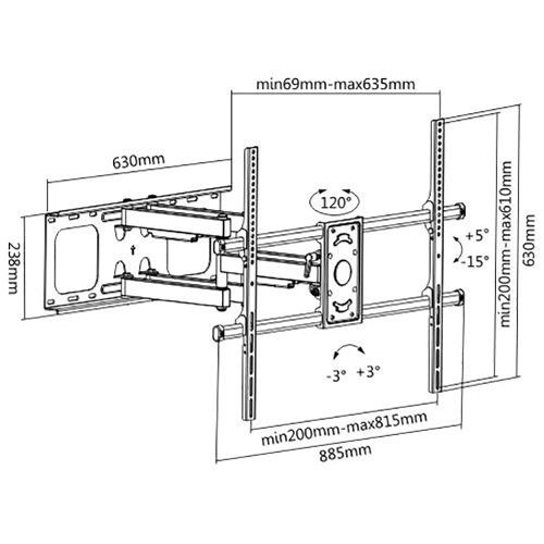 50-90 inch Full Motion TV Mounts, Heavy Duty TV Wall Mount Bracket for LCD LED Curved Flat Panel TVs, Fits for 12" 16" Wall Wood Studs