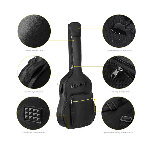 41 Inch Guitar Bag Carrying Bag Gig Case With Soft Padded Padding and Double Backpack Shoulder Straps