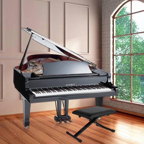 PrimeCables – Siège rembourré réglable en X pour clavier avec pieds en caoutchouc, chaise pliante, banc de piano, noir