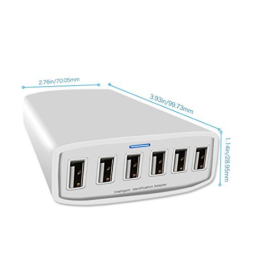 USB Charger, XDCDHM 60 Watt 12A 6-Port High Speed Travel Wall Charger Multi-Port USB Charger Hub Charging White)