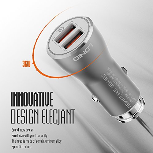 LDNIO PowerPort 2 2-Port Car Charger Quick Charge 3.0 Work Light for Google Pixel 2 XL Google Pixel 2 and Bluetooth