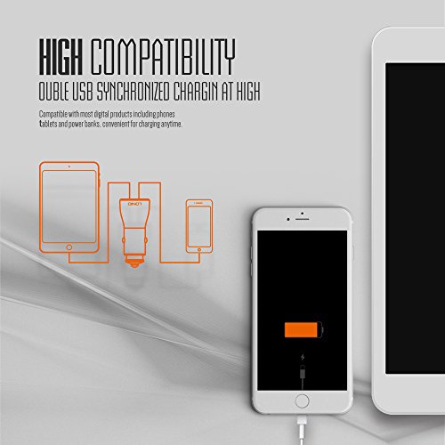 LDNIO PowerPort 2 2-Port Car Charger Quick Charge 3.0 Work Light for Google Pixel 2 XL Google Pixel 2 and Bluetooth