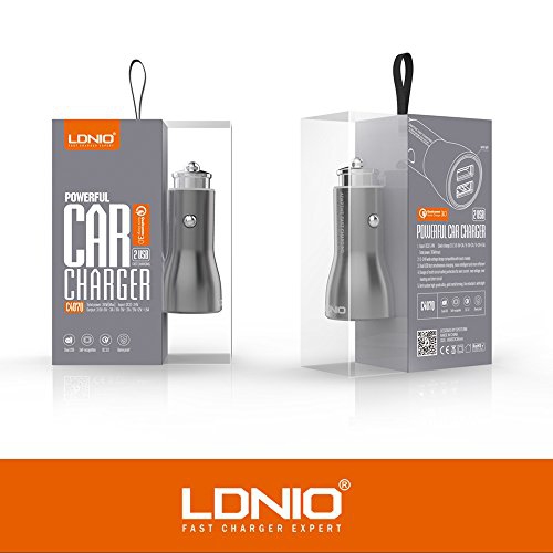 LDNIO PowerPort 2 2-Port Car Charger Quick Charge 3.0 Work Light for Google Pixel 2 XL Google Pixel 2 and Bluetooth