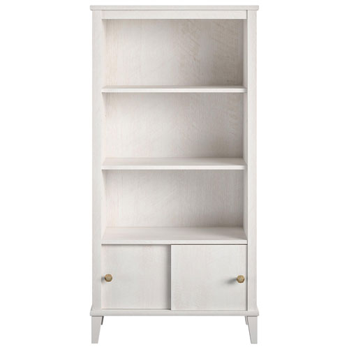 Monarch Hill Poppy 3-Shelf Bookcase with Sliding Door Cubby - Ivory Oak