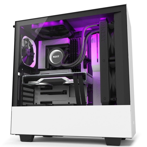 NZXT H510i Compact ATX Mid-Tower PC Case - Tempered Glass Side Panel - Integrated RGB Lighting - White/Black
