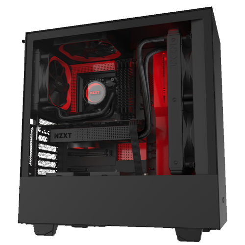 NZXT H510i Compact ATX Mid-Tower PC Case - Tempered Glass Side Panel - Integrated RGB Lighting - Black/Red