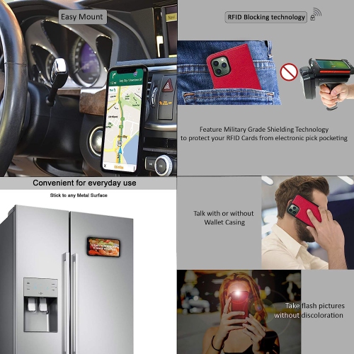 Navor Universal Car Mount & Detachable Magnetic Wallet Case with RFID Protection Compatible for iPhone 11 Pro Max [6.5 inch] [Vajio Series] - Red