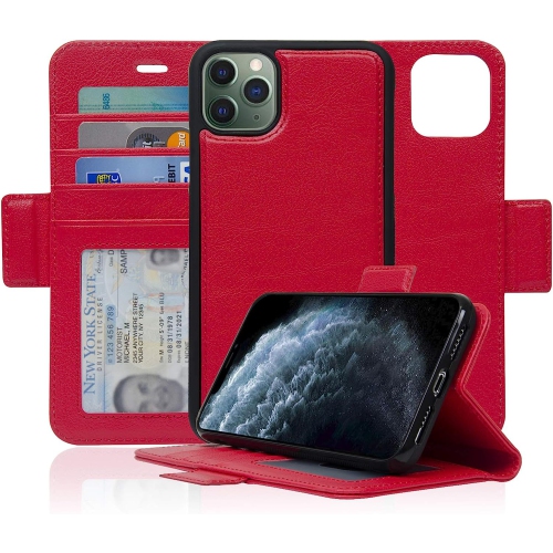 navor Detachable Magnetic Wallet Case Compatible for iPhone 11 Pro Max [6.5 inch] [Vajio Series] - Red