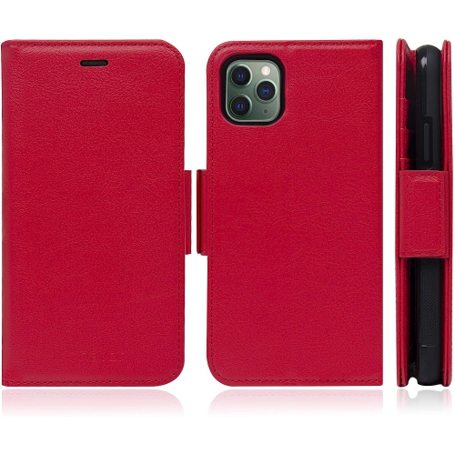 navor Detachable Magnetic Wallet Case Compatible for iPhone 11 Pro Max [6.5 inch] [Vajio Series] - Red