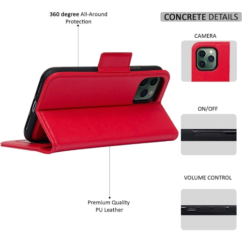 navor Detachable Magnetic Wallet Case Compatible for iPhone 11 Pro Max [6.5 inch] [Vajio Series] - Red