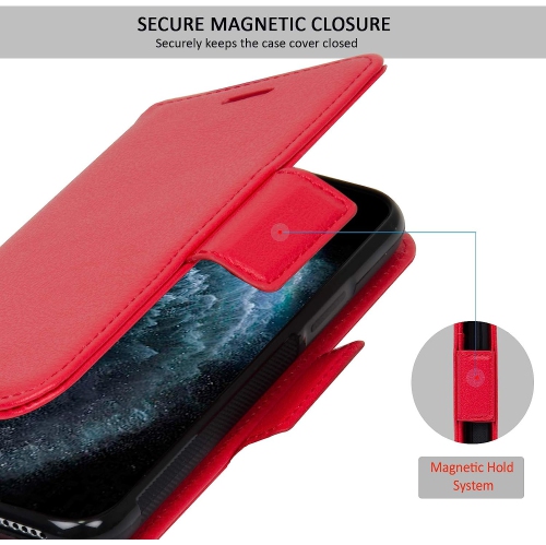 navor Detachable Magnetic Wallet Case Compatible for iPhone 11 Pro Max [6.5 inch] [Vajio Series] - Red
