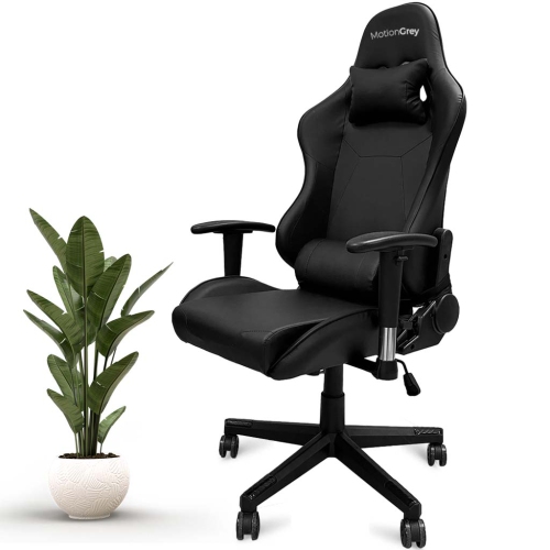 MotionGrey Enforcer - Office Gaming Chair, Comfortable, Ergonomic, High Back, Racing Style, Leather, Reclining Computer Executive Desk Chair with Hei