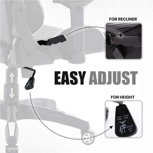 MotionGrey Enforcer PRO - Fauteuil de jeu à dossier haut en similicuir PU, hauteur réglable et coussins confortables - Noir S1 - Avec piston classe 4