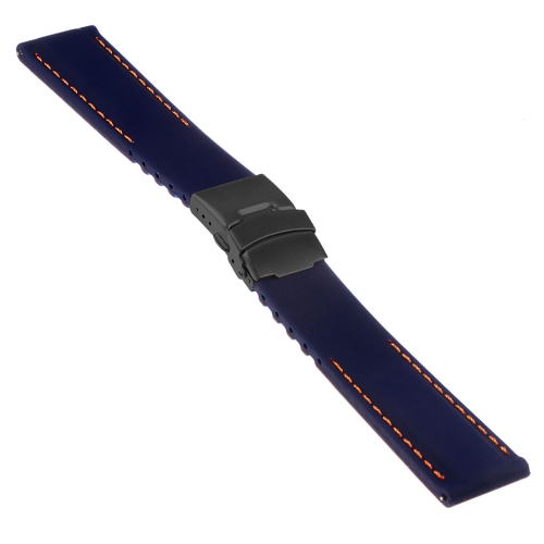 STRAPSCO  Silicone Rubber Band Strap With Stitching for Samsung Galaxy Watch - 20MM - for 42MM Galaxy Watch - Blue & In Orange