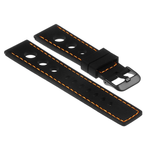 STRAPSCO  Rubber Rally Band Strap for Samsung Galaxy Watch - 20MM - for 42MM Galaxy Watch - Black & In Orange