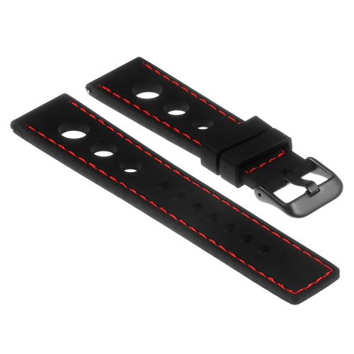 STRAPSCO  Rubber Rally Band Strap for Samsung Galaxy Watch - 20MM - for 42MM Galaxy Watch - Black & In Red