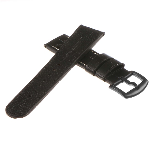 DASSARI Croc Embossed Leather Pilot Watch Band Strap for Samsung Galaxy Watch - 20mm - for 42mm Galaxy Watch - Black