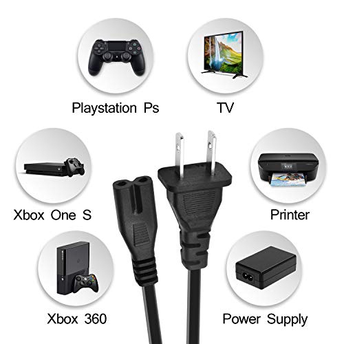 Bestland 2-Slot Power Cord 2 Prong AC Wall Cable for LED LCD TV, HP Dell Samsung Sony Acer Toshiba Laptop Charger,