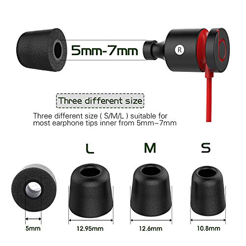 New Bee Super Soft Foam Earphone Tips Replacement Earbud Tips Premium Memory Foam Earbuds Sound Blocking Black