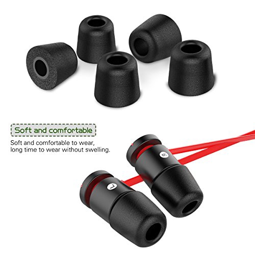 New Bee Super Soft Foam Earphone Tips Replacement Earbud Tips Memory Foam Earbuds Sound Blocking Black