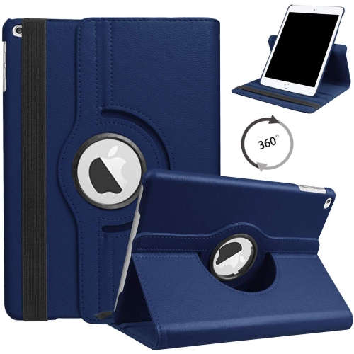 【CSmart】 360 Rotating PU Leather Stand Case Smart Cover for iPad 10.2" 7th 8th 9th Gen. 2019/2020/2021, Navy