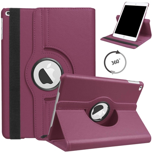 【CSmart】 360 Rotating PU Leather Stand Case Smart Cover for iPad 10.2" 7th 8th 9th Gen. 2019/2020/2021, Pruple