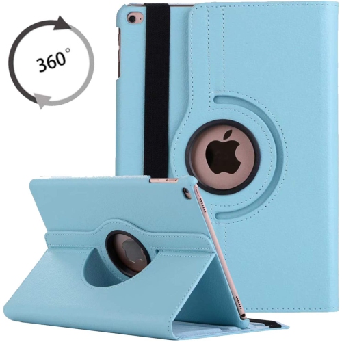 【CSmart】 360 Rotating PU Leather Stand Case Smart Cover for iPad 10.2" 2019 2020 2021, Light Blue