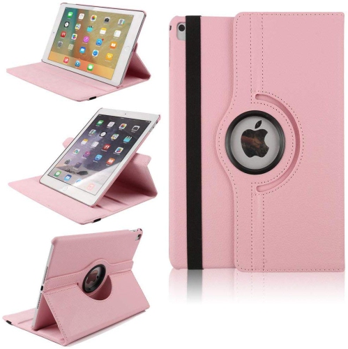 【CSmart】 360 Rotating PU Leather Stand Case Smart Cover for iPad 10.2" 2019 2020 2021, Light Pink