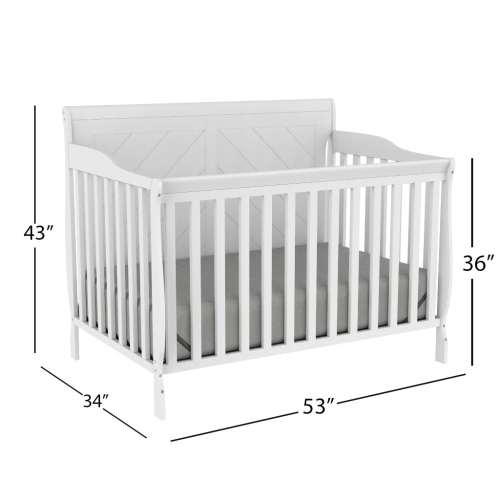 Lauren Solid wood 4 in 1 Convertible crib - White